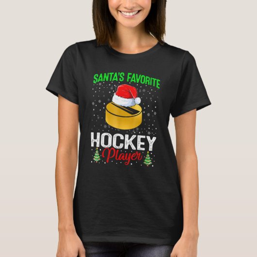 Santa's Favorite Hockey Player Matching Family Chr T-Shirt (Vorderseite)