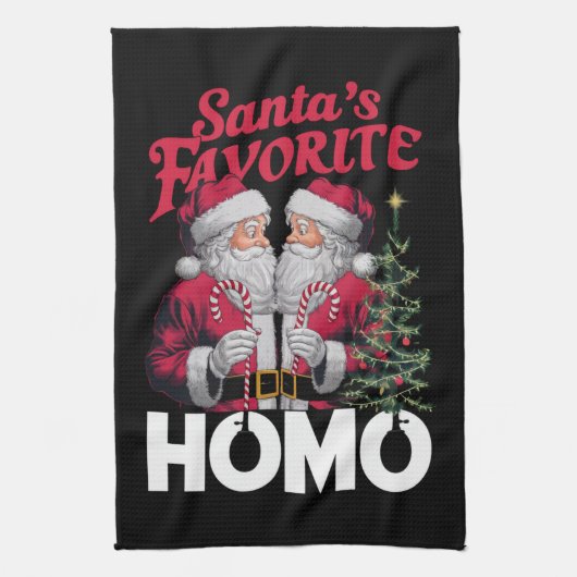 Santas Favorite Homo Gay Christmas LGBTQ Prix Geschirrtuch (Vertikal)