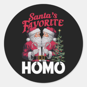 Santas Favorite Homo Gay Christmas LGBTQ Prix Runder Aufkleber