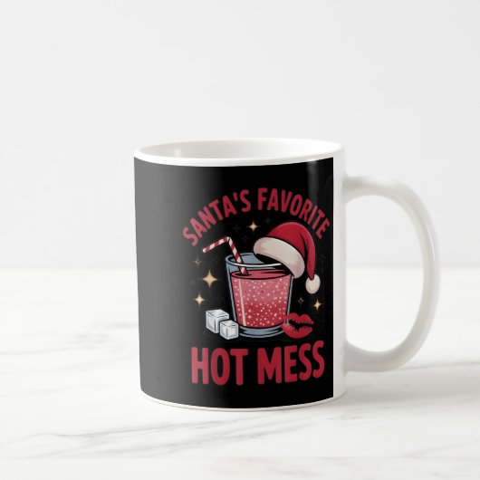 Santa's Favorite Hot Mess Christmas Funny Margarit Kaffeetasse (Rechts)