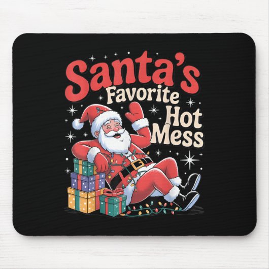 Santa's Favorite Hot Mess Christmas Funny Margarit Mousepad (Vorne)