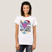 Santa's Favorite Hot Mess Glitter Cocktail Design T-Shirt (Vorne ganz)
