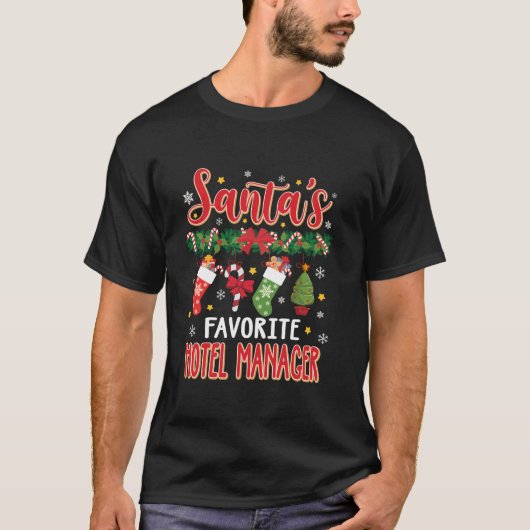 Santa's Favorite Hotel Manager Weihnachtsmannmütze T-Shirt (Vorderseite)