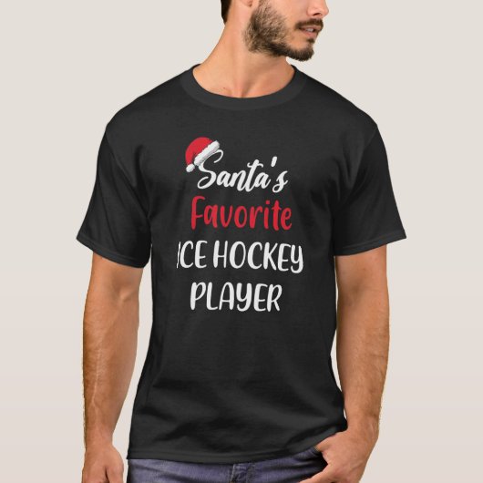 Santas Favorite Ice Hockey Player Christmas Ice H T-Shirt (Vorderseite)