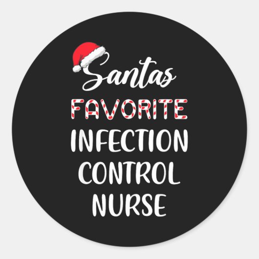 Santa's Favorite Infection Control Nurse Christmas Runder Aufkleber (Vorderseite)