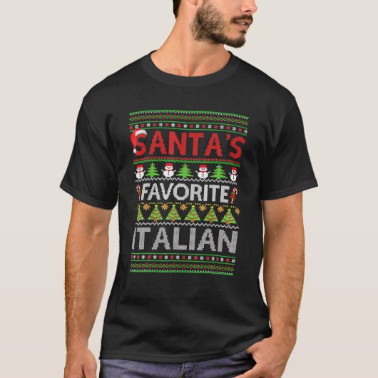 Santas Favorite Italienisch Weihnachten Weihnachte T-Shirt (Vorderseite)