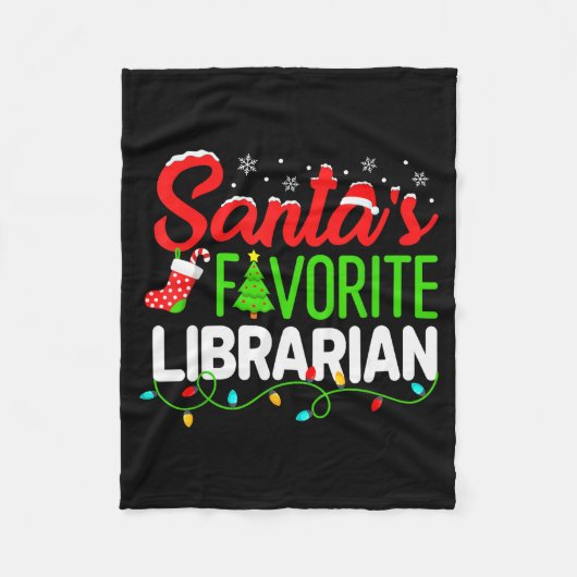 Santa's Favorite Librarian Christmas Library Book Fleecedecke (Vorderseite)
