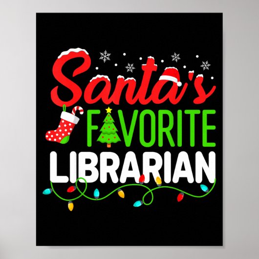 Santa's Favorite Librarian Christmas Library Book Poster (Vorne)