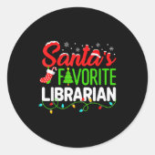 Santa's Favorite Librarian Christmas Library Book Runder Aufkleber (Vorderseite)