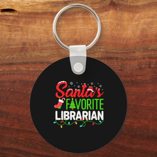 Santa's Favorite Librarian Christmas Library Book  Schlüsselanhänger (Vorderseite)