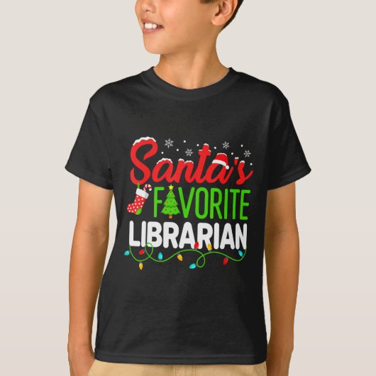 Santa's Favorite Librarian Christmas Library Book T-Shirt (Vorderseite)