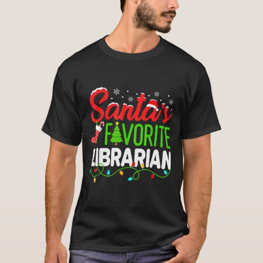 Santa's Favorite Librarian Christmas Library Book  T-Shirt (Vorderseite)