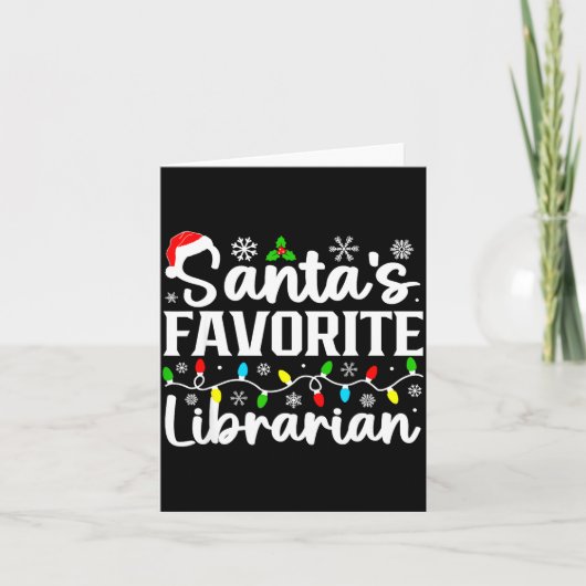 Santa's Favorite Librarian Funny Christmas Family Karte (Vorderseite)