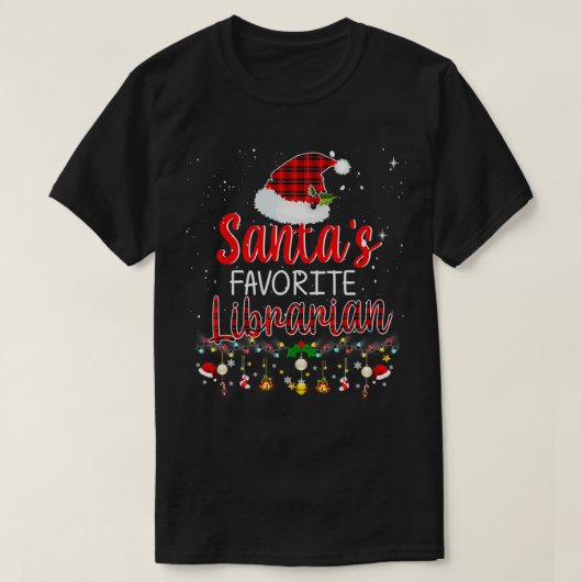 Santas Favorite Librarian Weihnachten T-Shirt (Design vorne)