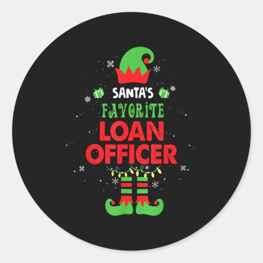 Santa's Favorite Loan Officer Funny Elf Family Xma Runder Aufkleber (Vorderseite)