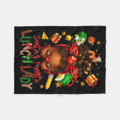 Santa's Favorite Lunch Lady Afro Messy Bun Woman C Fleecedecke (Vorderseite (Horizontal))