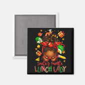 Santa's Favorite Lunch Lady Afro Messy Bun Woman C Magnet (Vorderseite/Rückseite)
