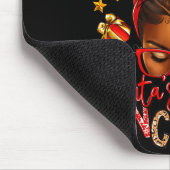 Santa's Favorite Lunch Lady Afro Messy Bun Woman C Mousepad (Ecke)