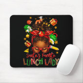 Santa's Favorite Lunch Lady Afro Messy Bun Woman C Mousepad (Mit Mouse)