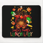 Santa's Favorite Lunch Lady Afro Messy Bun Woman C Mousepad (Vorne)