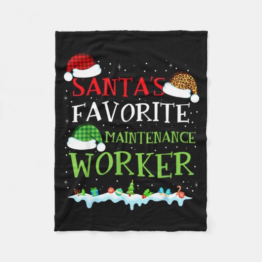Santa's Favorite Maintenance Worker Fun Christmas Fleecedecke (Vorderseite)