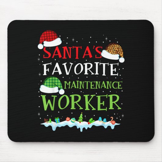 Santa's Favorite Maintenance Worker Fun Christmas Mousepad (Vorne)