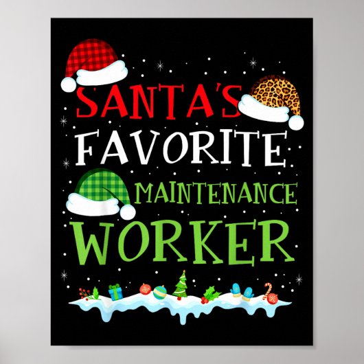 Santa's Favorite Maintenance Worker Fun Christmas Poster (Vorne)