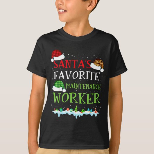 Santa's Favorite Maintenance Worker Fun Christmas  T-Shirt (Vorderseite)