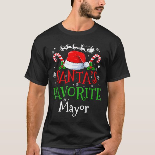 Santa's Favorite Mayor Christmas Party  T-Shirt (Vorderseite)