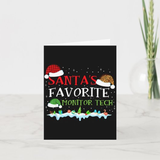 Santa's Favorite Monitor Tech Fun Christmas Karte (Vorderseite)