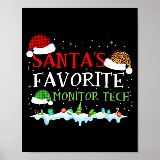 Santa's Favorite Monitor Tech Fun Christmas  Poster (Vorne)