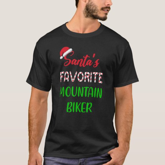 Santas Favorite Mountain Biker   Funny Cycling Chr T-Shirt (Vorderseite)