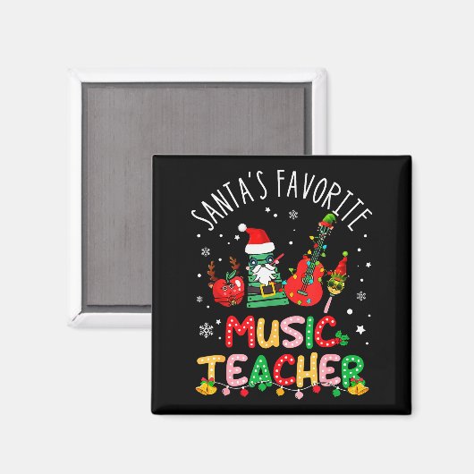 Santa's Favorite Music Teacher Christmas Santa Hat Magnet (Vorderseite/Rückseite)
