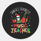 Santa's Favorite Music Teacher Christmas Santa Hat Runder Aufkleber (Vorderseite)