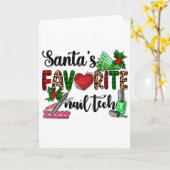 Santa's Favorite Nail Tech Merry Christmas Xmas Ho Karte (Gelbe Blume)
