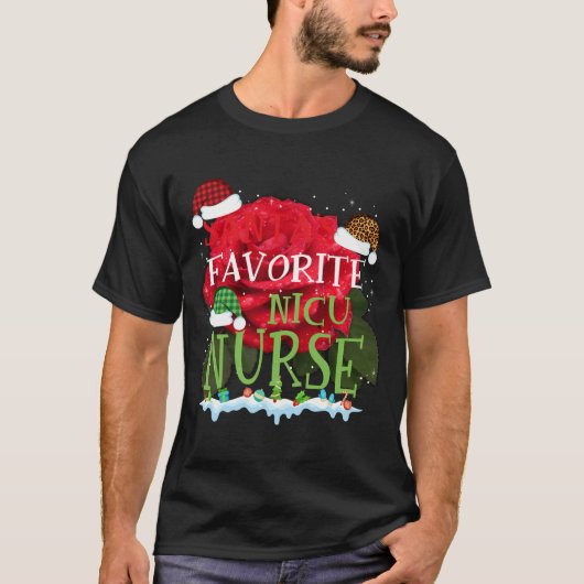 Santa'S Favorite Nicu Nurse Funny Christmas Gift T-Shirt (Vorderseite)