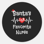 Santa's Favorite Nurse Christmas 2021 Runder Aufkleber (Vorderseite)