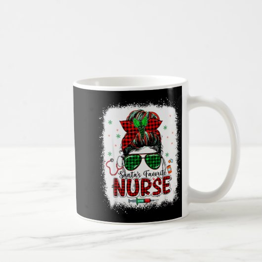 Santas Favorite Nurse Christmas Santa Hat Light Me Kaffeetasse (Rechts)