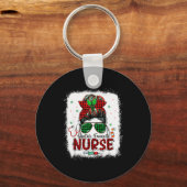 Santas Favorite Nurse Christmas Santa Hat Light Me Schlüsselanhänger (Vorderseite)