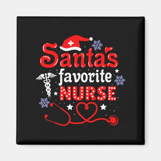 Santa's Favorite Nurse Christmas Short Sleeve Magnet (Vorne)