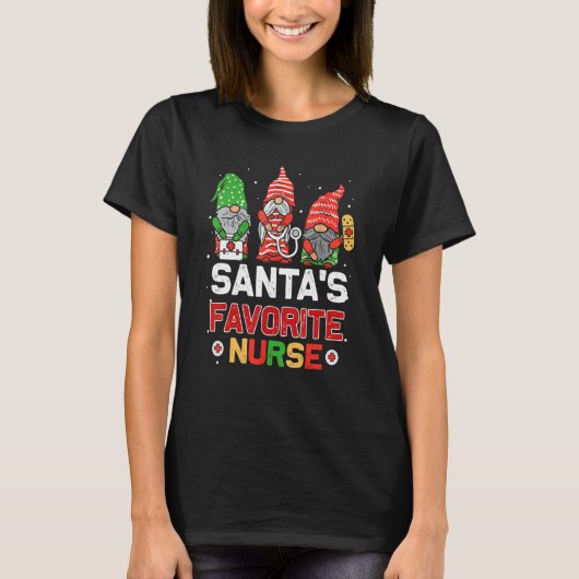 Santas Favorite Nurse Cute Christmas Gnome Men Wom T-Shirt (Vorderseite)