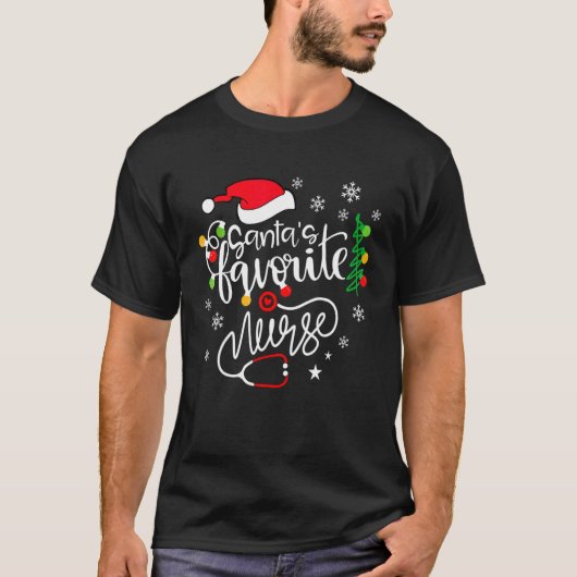 Santa's Favorite Nurse Cute Merry Xmas Party T-Shirt (Vorderseite)