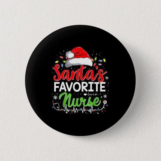 Santa's Favorite Nurse Funny Christmas Nurse Xmas  Button (Vorderseite)