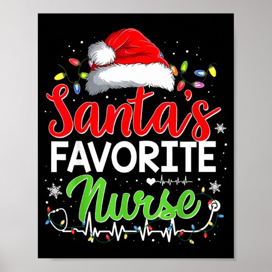 Santa's Favorite Nurse Funny Christmas Nurse Xmas Poster (Vorne)