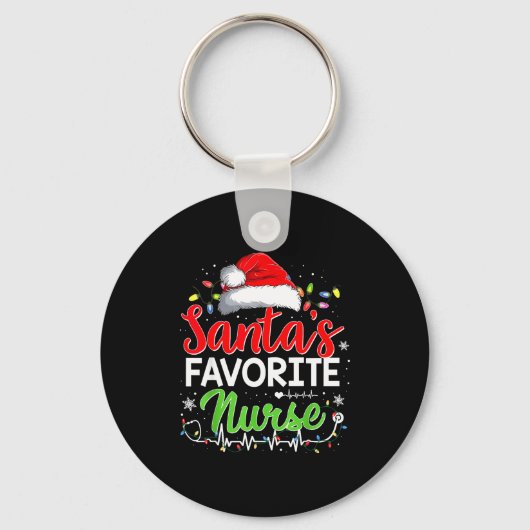 Santa's Favorite Nurse Funny Christmas Nurse Xmas Schlüsselanhänger (Vorderseite)