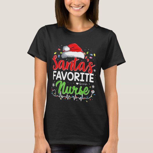 Santa's Favorite Nurse Funny Christmas Nurse Xmas T-Shirt (Vorderseite)