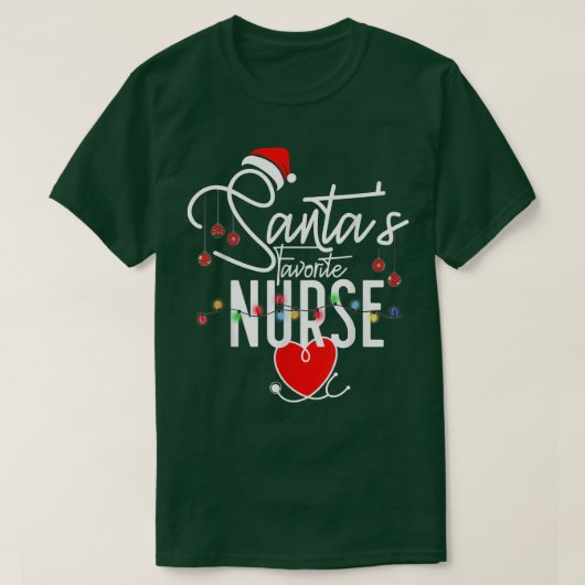 Santas Favorite Nurse Funny Christmas Weihnachtsma T-Shirt (Design vorne)