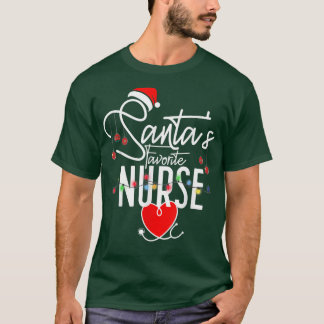 Santas Favorite Nurse Funny Christmas Weihnachtsma T-Shirt
