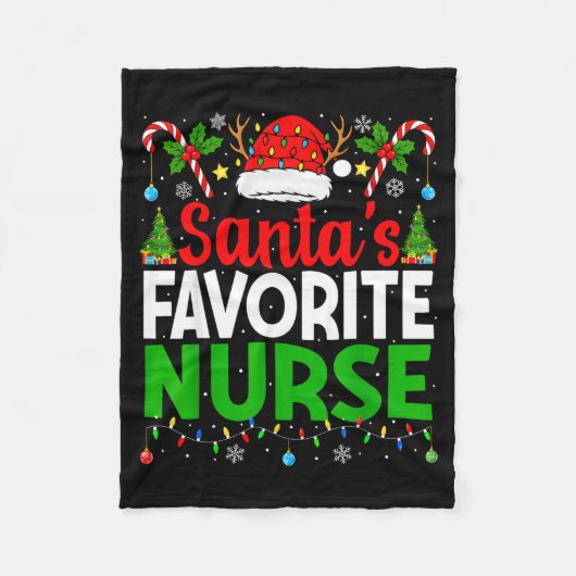 Santas Favorite Nurse Rn Christmas Nursing Christm Fleecedecke (Vorderseite)