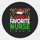 Santas Favorite Nurse Rn Christmas Nursing Christm Runder Aufkleber (Vorderseite)